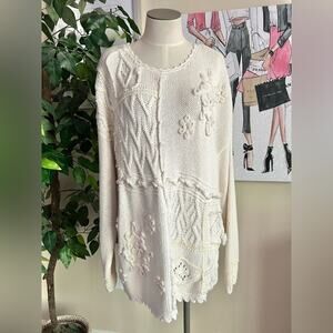Vintage Tiara Cream Textured Knit Sweater